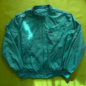 Vintage Members Only Racer Jacket Teal Green Mens XXT Tall Windbreaker 80s
